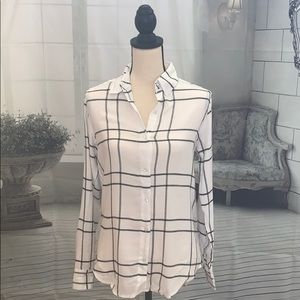 NWT Black and White Boutique Plaid Button Down